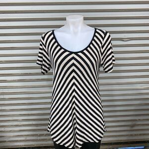 LuLaRoe beige and black stripped short sleeve top
